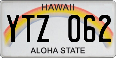 HI license plate YTZ062