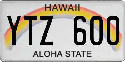 HI license plate YTZ600