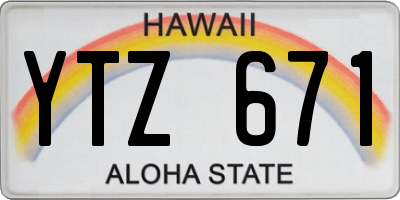 HI license plate YTZ671