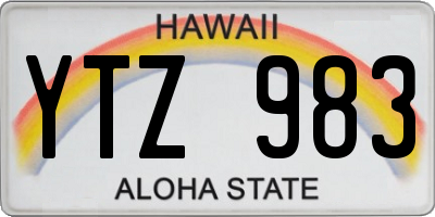 HI license plate YTZ983