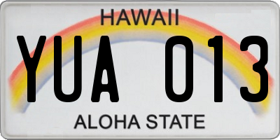 HI license plate YUA013