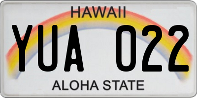 HI license plate YUA022