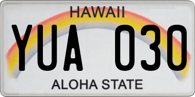 HI license plate YUA030