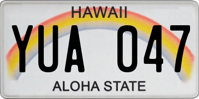 HI license plate YUA047