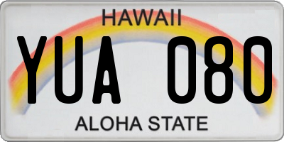 HI license plate YUA080