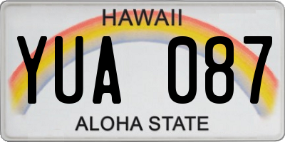 HI license plate YUA087
