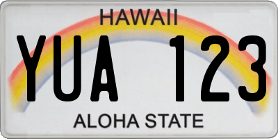 HI license plate YUA123