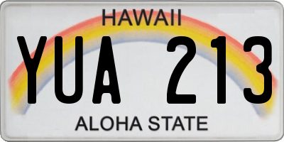 HI license plate YUA213