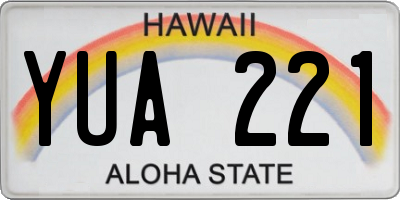 HI license plate YUA221