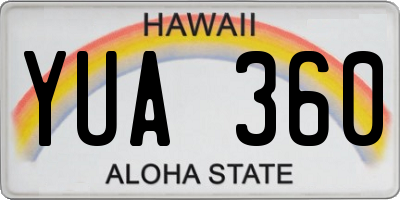 HI license plate YUA360