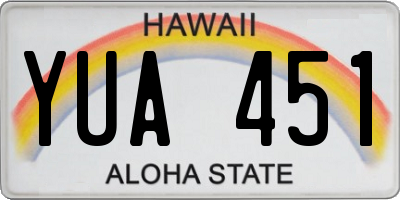 HI license plate YUA451