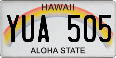 HI license plate YUA505