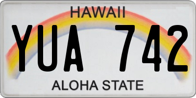 HI license plate YUA742