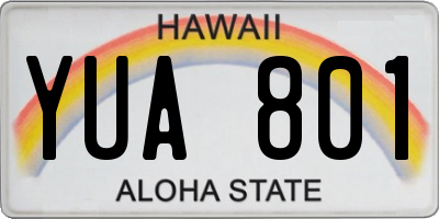 HI license plate YUA801
