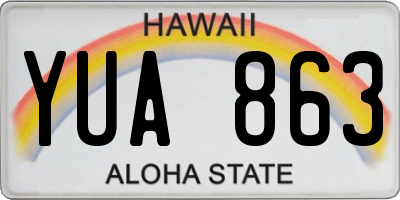 HI license plate YUA863