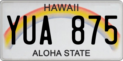 HI license plate YUA875