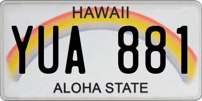 HI license plate YUA881