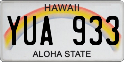 HI license plate YUA933