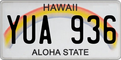 HI license plate YUA936