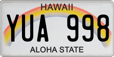 HI license plate YUA998