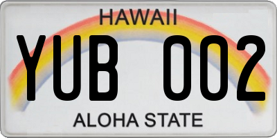 HI license plate YUB002