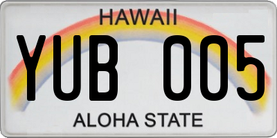 HI license plate YUB005