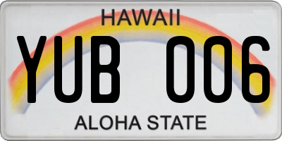 HI license plate YUB006
