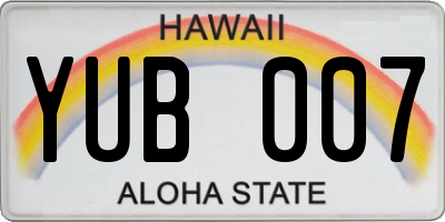 HI license plate YUB007