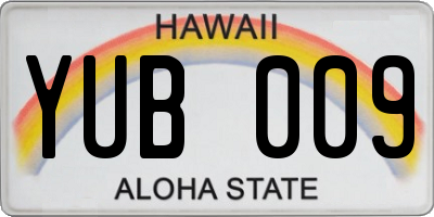 HI license plate YUB009