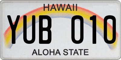 HI license plate YUB010
