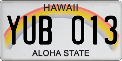HI license plate YUB013