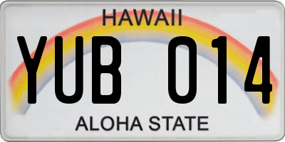 HI license plate YUB014