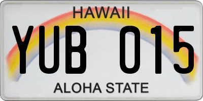 HI license plate YUB015