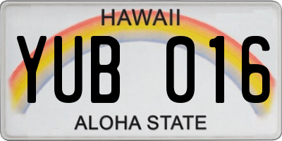HI license plate YUB016