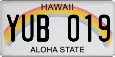 HI license plate YUB019