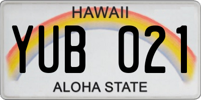 HI license plate YUB021