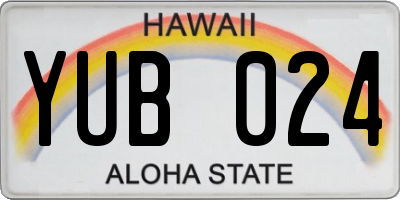 HI license plate YUB024