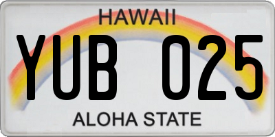 HI license plate YUB025