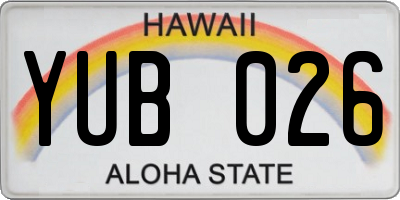 HI license plate YUB026