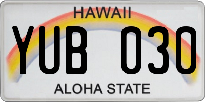 HI license plate YUB030