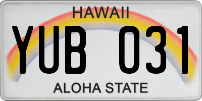 HI license plate YUB031