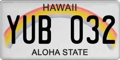 HI license plate YUB032