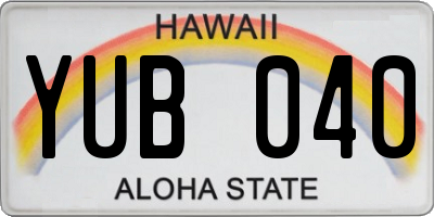HI license plate YUB040