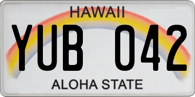 HI license plate YUB042