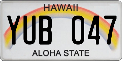 HI license plate YUB047