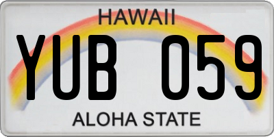 HI license plate YUB059