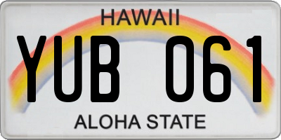HI license plate YUB061