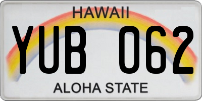 HI license plate YUB062