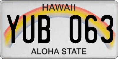 HI license plate YUB063