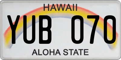 HI license plate YUB070